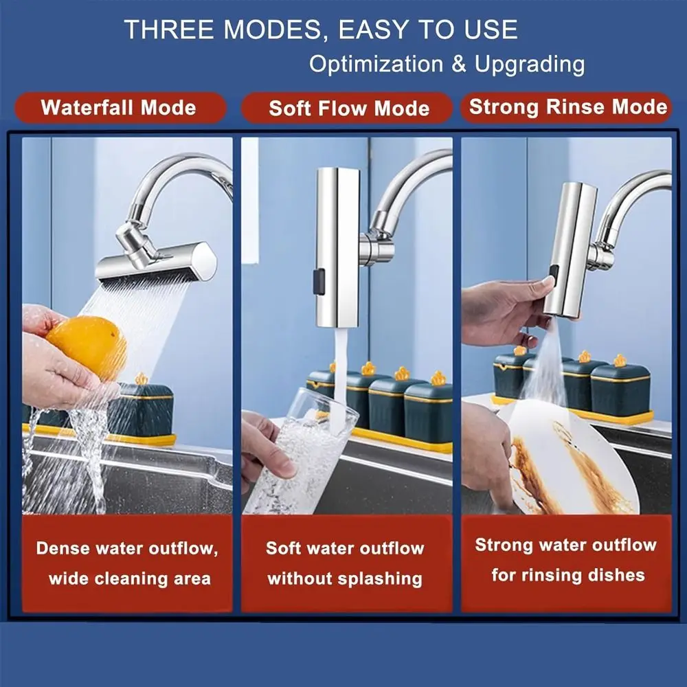 

Three-speed Kitchen Faucet Extension 360° Swivel Splash-proof Bathroom Bubbler Faucet Universal Water Savin Faucet Extender