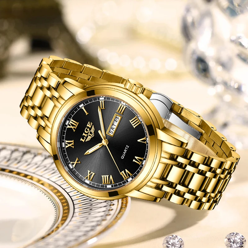 LIGE 2023 New Gold Watch Women Watches Ladies Creative Steel Women's Bracelet Watches Female Waterproof Clock Relogio Feminino