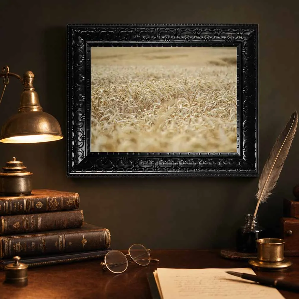 Framed Canvas Wall Art Golden Wheat Field Print, Neutral Rustic Farmhouse Landscape Painting for Living Room Home Wall Decor
