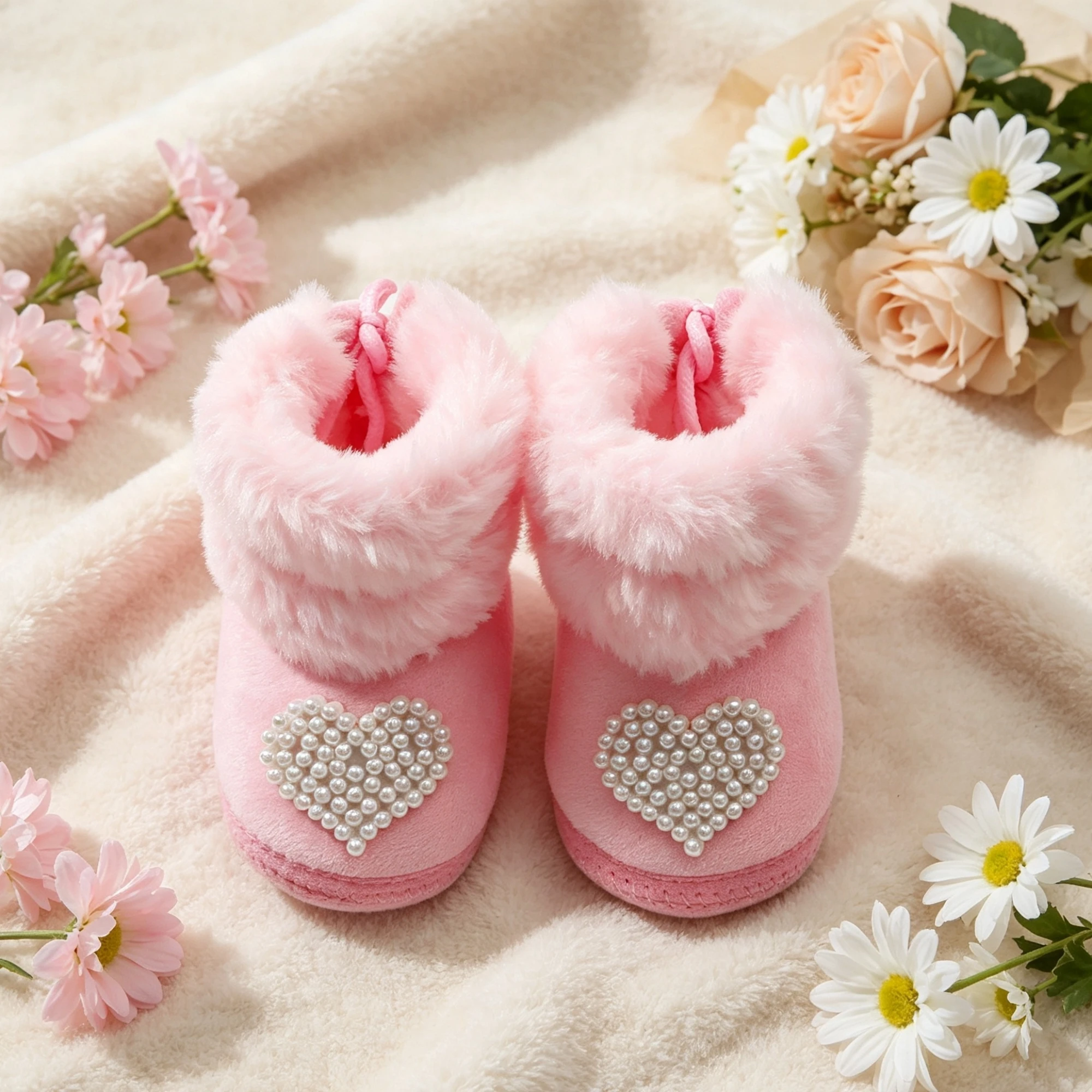 Girls Booties Fuzzy Fuzzy Cuff - Soft Sole Booties review and price