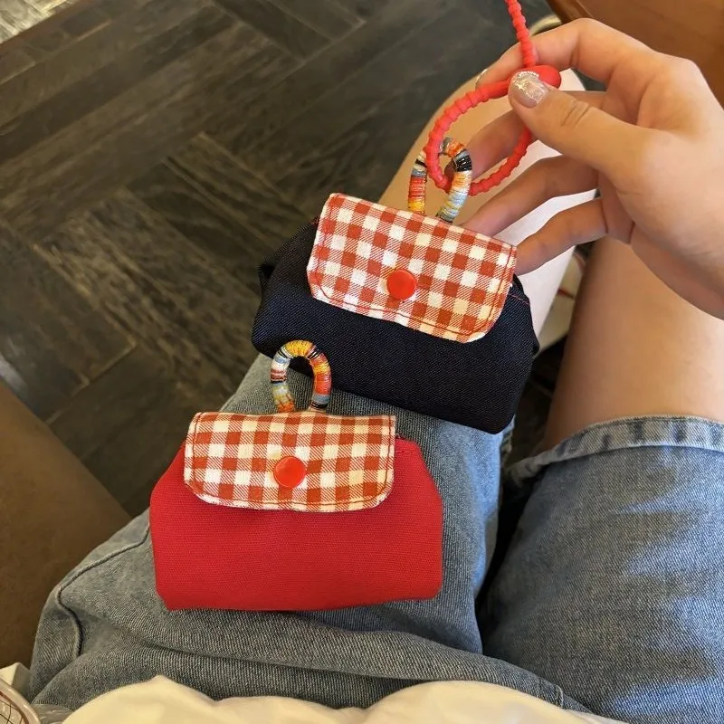 

Cute Canvas Coin Money Card Case Multi-Function Coin Purse & Lipstick Pouch Retro Portable Keychain Bag for Women Girls