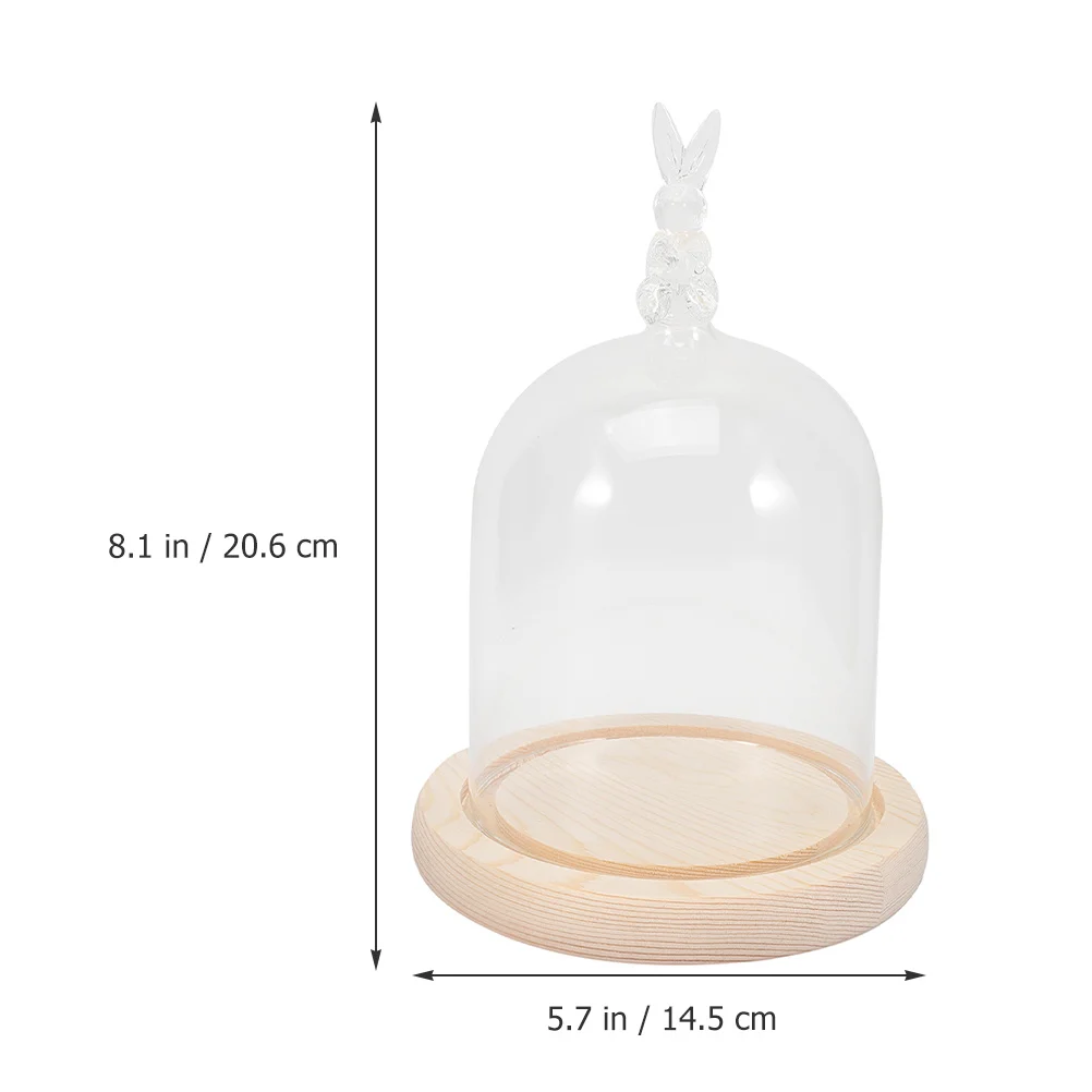 1Set Rabbit Dome Display Tray Practical Clear Cake Plate with Wood Base Household Display Organizer
