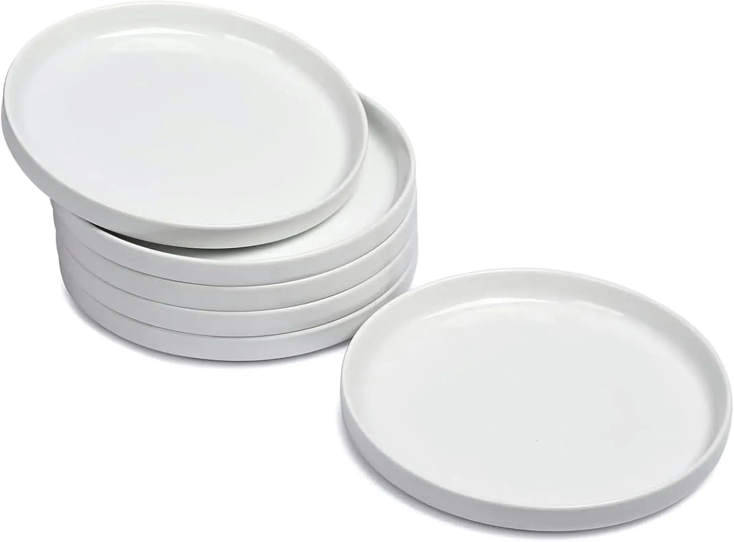 

Ceramic Appetizer Plates Set of 6, Small Dessert Plates 7 inch, White Round Salad Plate, Porcelain Dinner Dishes for Cak