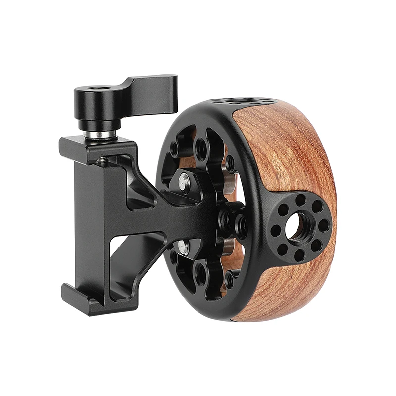 CAMVATE Camera Wooden Handgrip Round with Arca-Swiss Clamp Connection &1/4