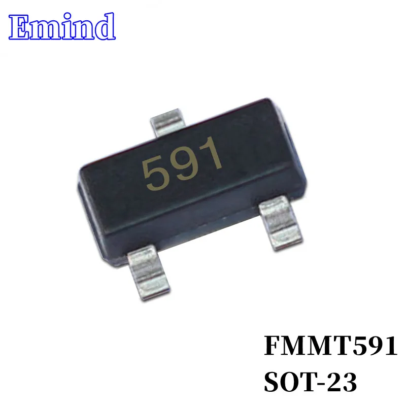 100Pcs FMMT591 SMD Transistor Footprint SOT-23 Silkscreen 591 Type NPN 60V/1A Bipolar Amplifier Transistor