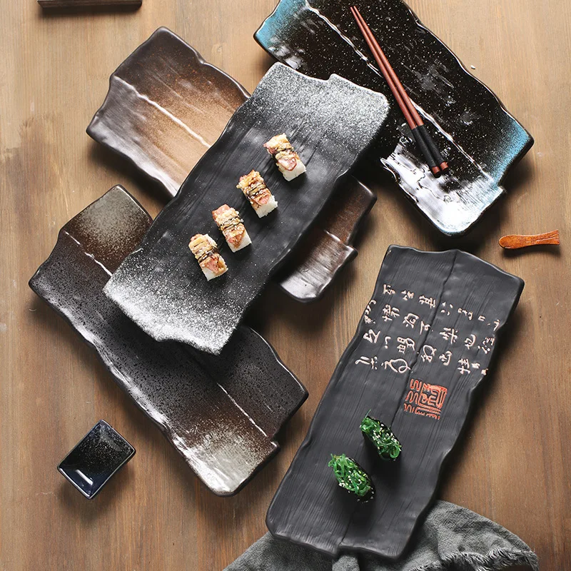 

Tableware Japanese cuisine Sushi plate Large restaurant Long plate Rectangle ceramic Dim sum plate Flat