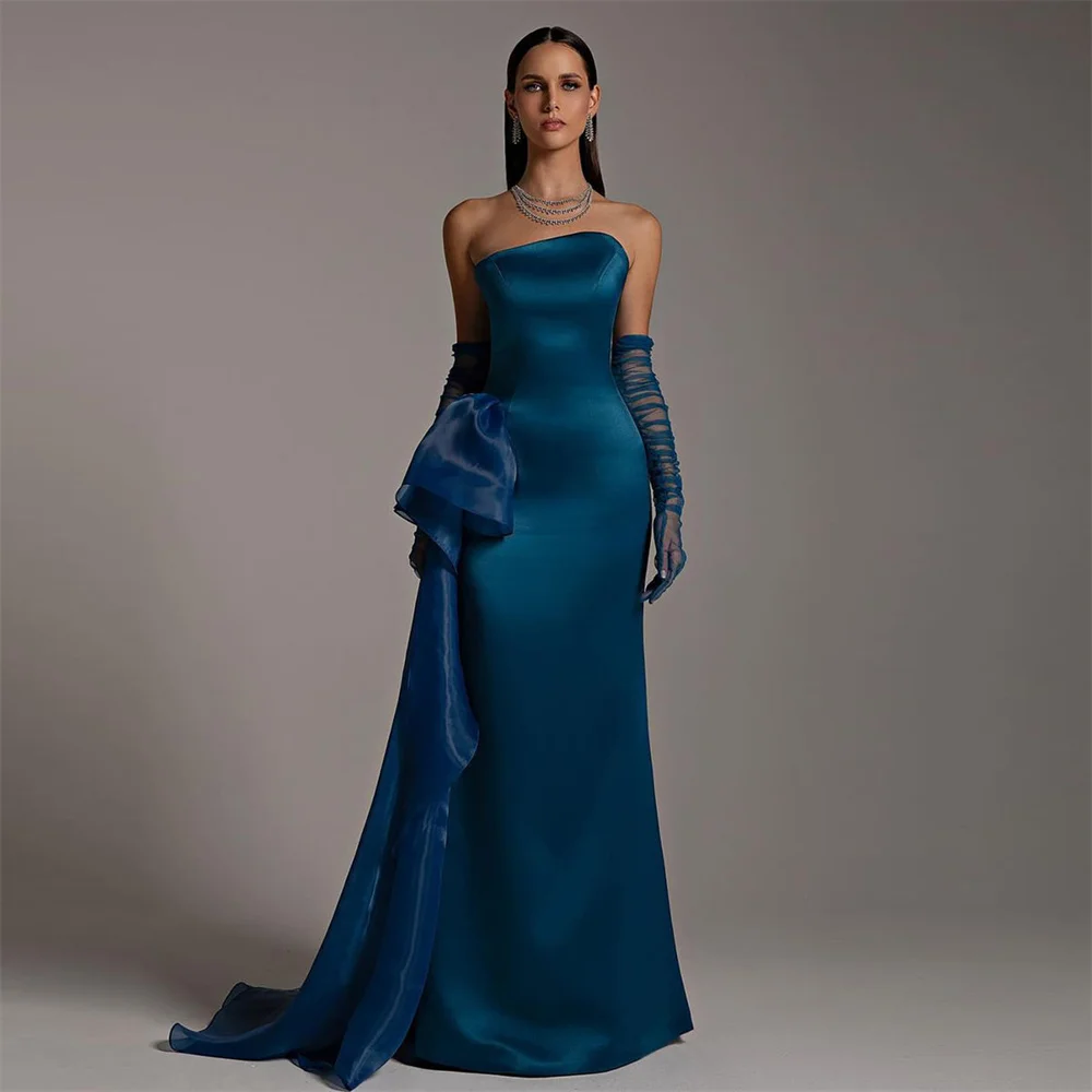 

Tulle Sweep Train Elegant Prom Gown Mermaid Floor Length Strapless Party Dress Off The Shoulder Pleat Prom Gown New 2025