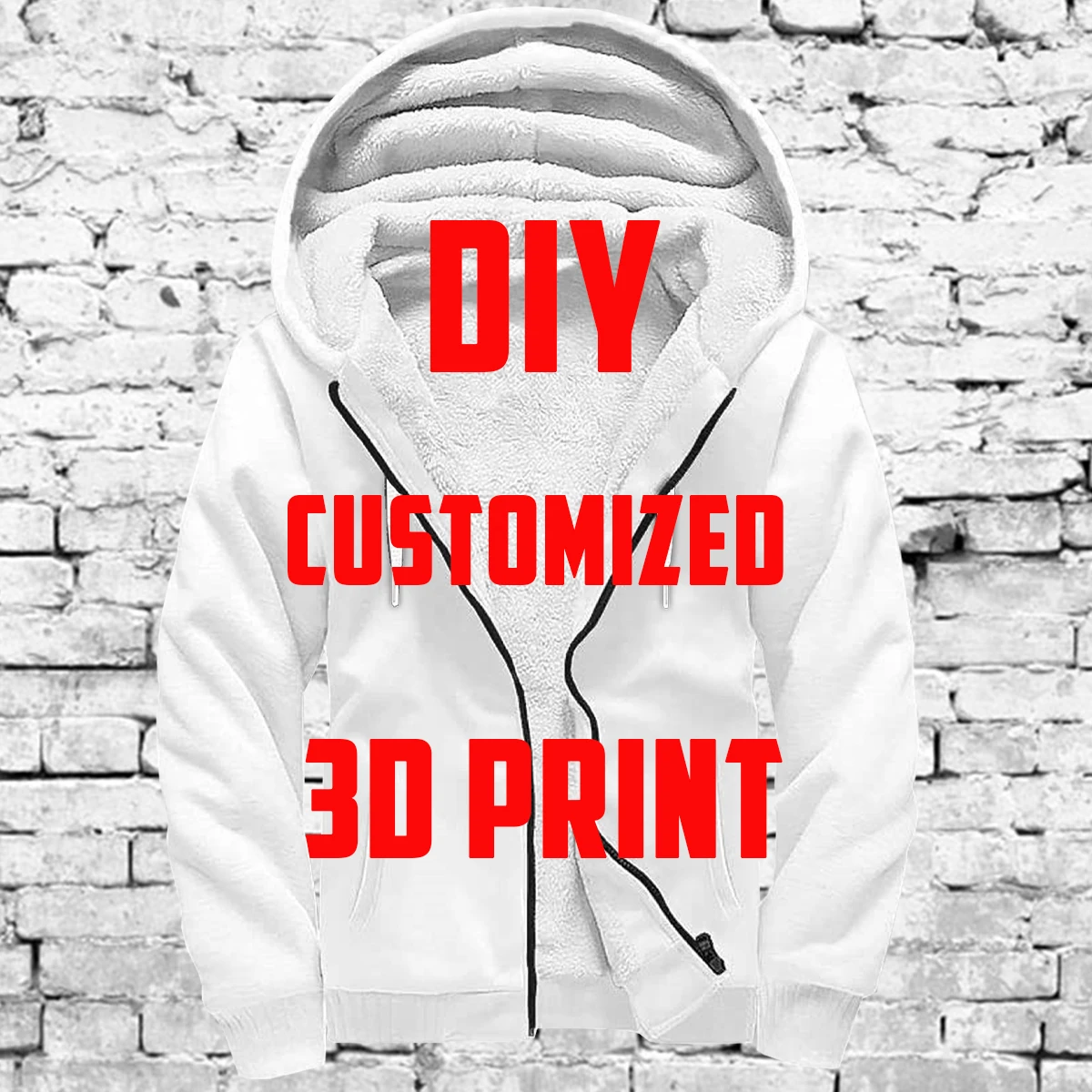 

Plstar Cosmos Drop Shipping VIP Link Tops DIY 3D Printed Sherpa Fleece Winter Unisex Winter Warm Double Plus velvet Zip Hoodies