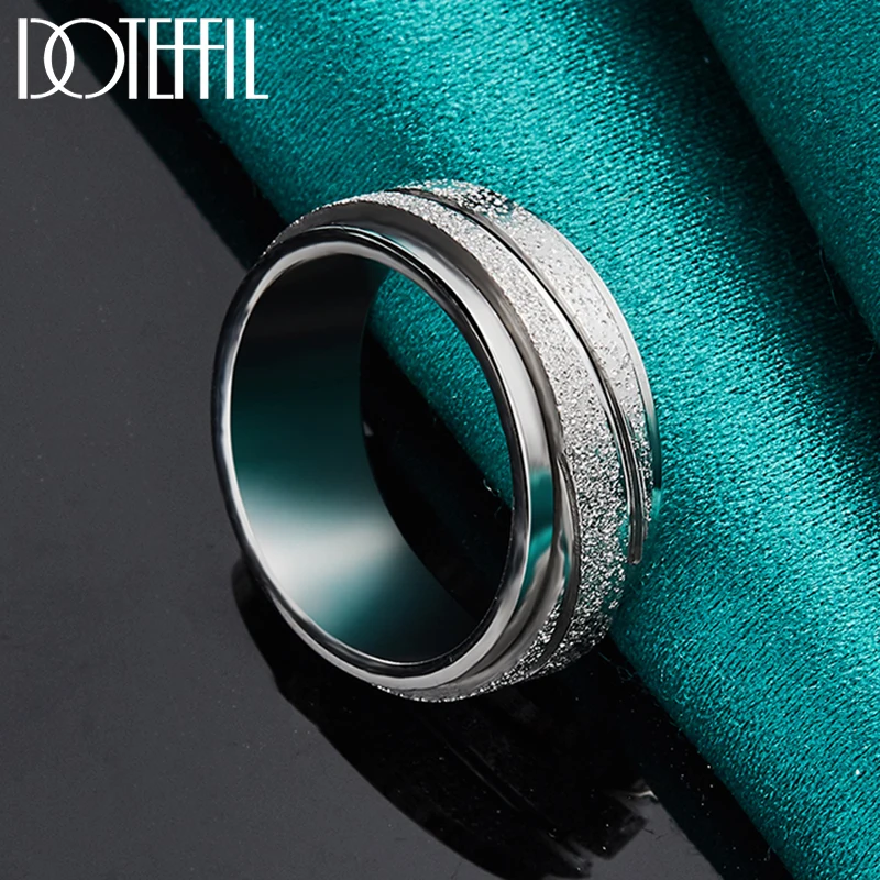 DOTEFFIL 925 Sterling Silver Matte Frosted Ring For Woman Man Fashion Wedding Engagement Party Gift Charm Jewelry