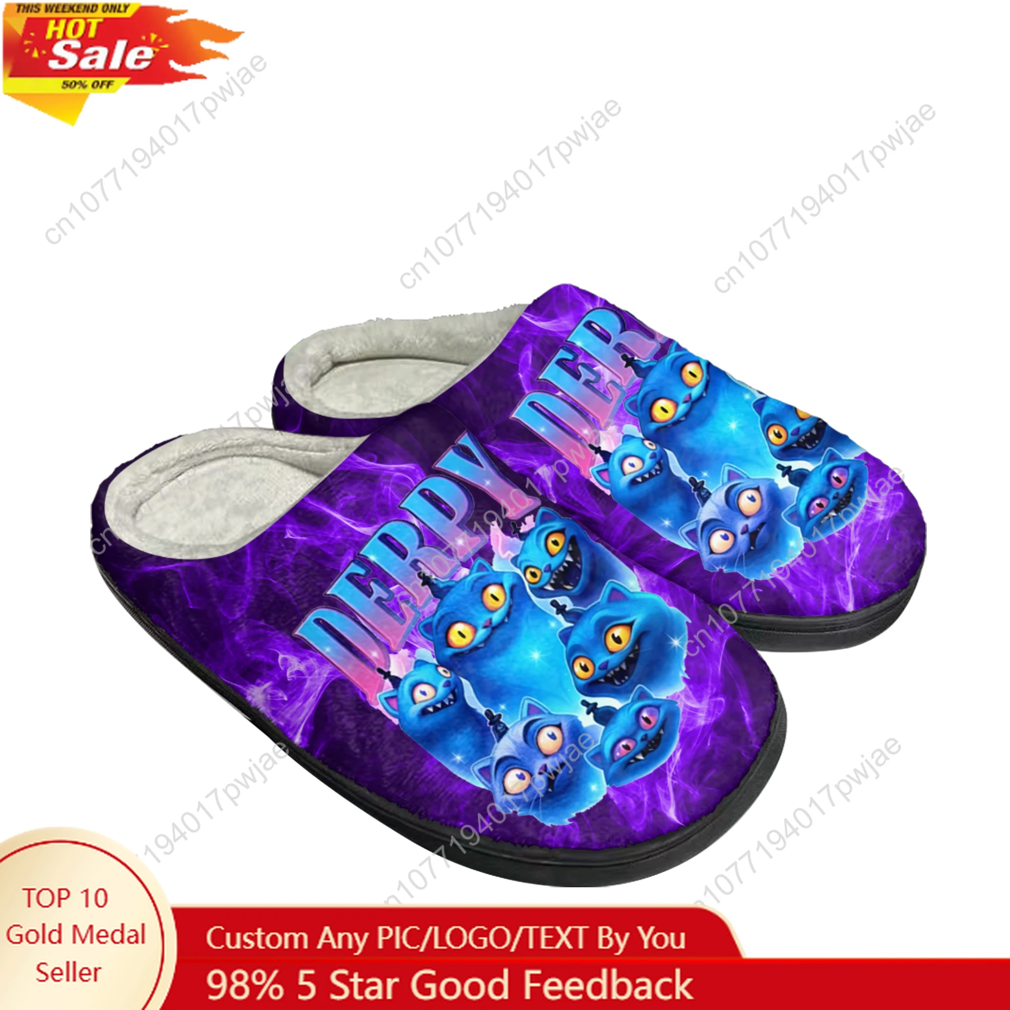 

KPop Demon Hunters Derpy Tiger Home Cotton Custom Slippers Men Women Plush Bedroom Casual Warm Shoes Thermal Slipper Custom Shoe