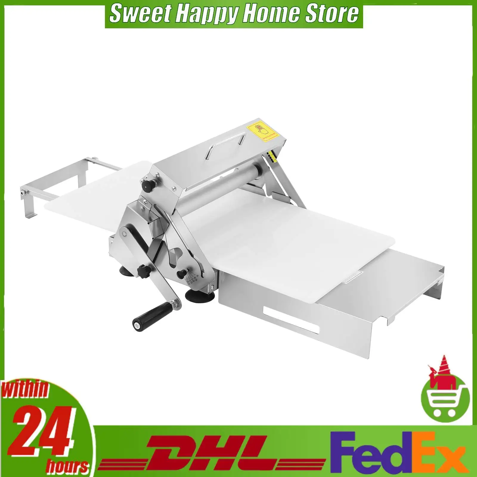Manual Dough Sheeter 0-25mm Adjustable Thickness with Stainless Steel Body and Non-Slip Feet for Pastry Noodle