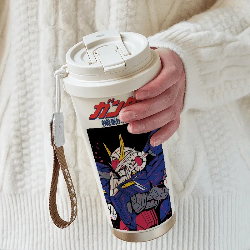 Mobile Suit Gundam Thermos Cup Student Personalized Creative Printed Water Cup Anime Stainless Steel Coffee Cup Holiday Gift