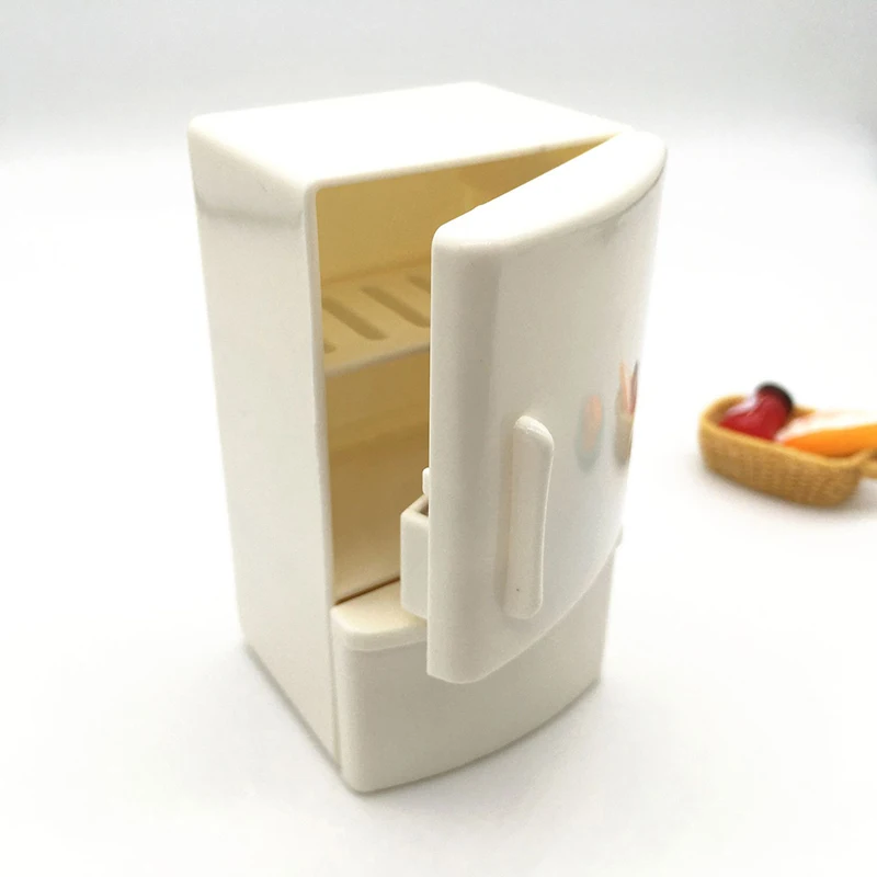 Oferta Imperdível: Geladeira Miniatura Branca 1/12 para Casa de Bonecas com Conjunto de Alimentos, Brinquedos de Cozinha, Móveis em Miniatura, Decorações de Geladeira para Presente Infantil