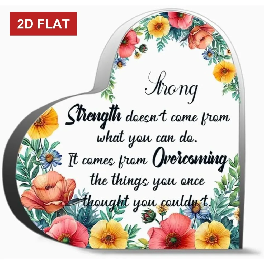 CIFBUY Metal Wall Art Floral Heart Acrylic Sign 4x4 Inch Positive Quote Desk Decor Gift for Women Home Sign