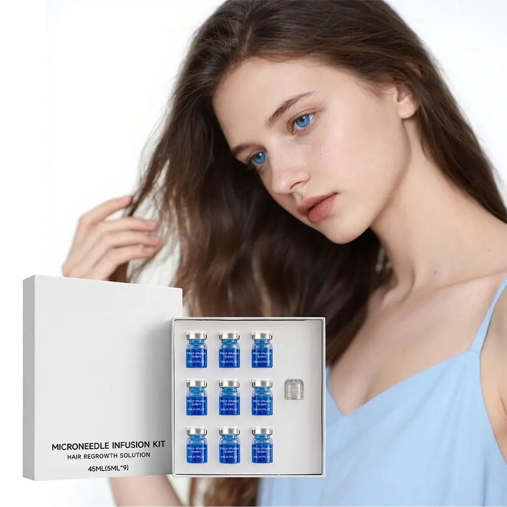 9pcs 5ml Microneedle Infusion Kit Hair Scalp Regrowth Solution Deeply Nourish Hair Roots Soothes Scalp Brand Hair Care Essence