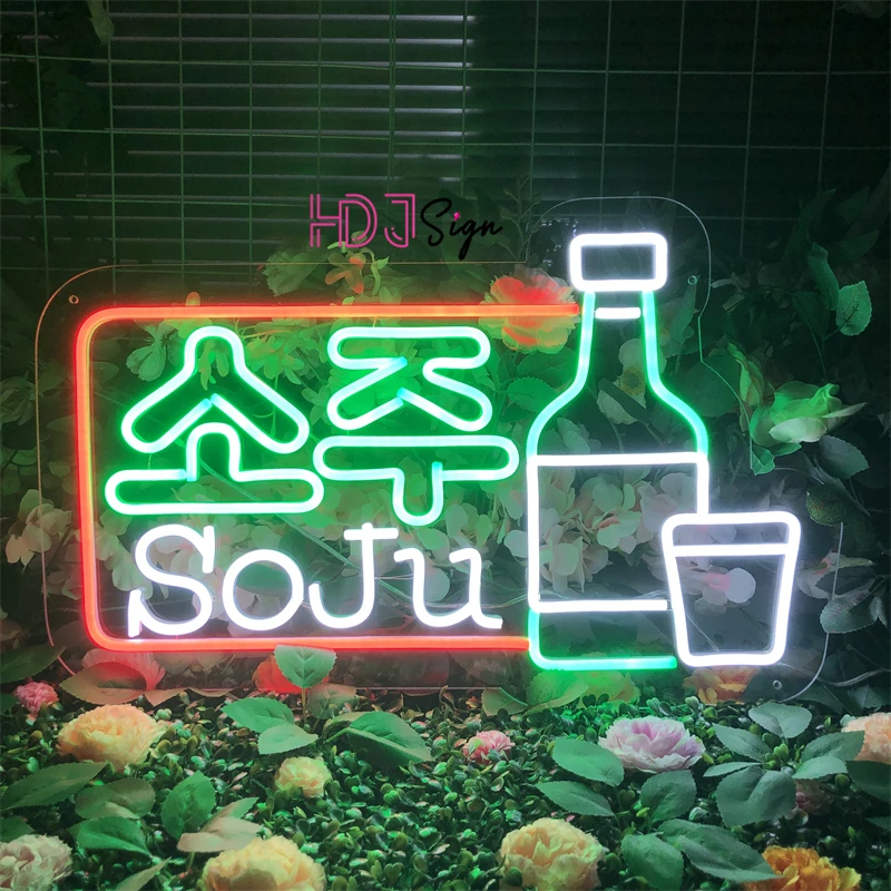 Imagem -04 - Coreano Soju Neon Sign Lights Decoração de Bar Restaurante Neon Led Sign Wall Decor Logotipo Personalizado do Negócio