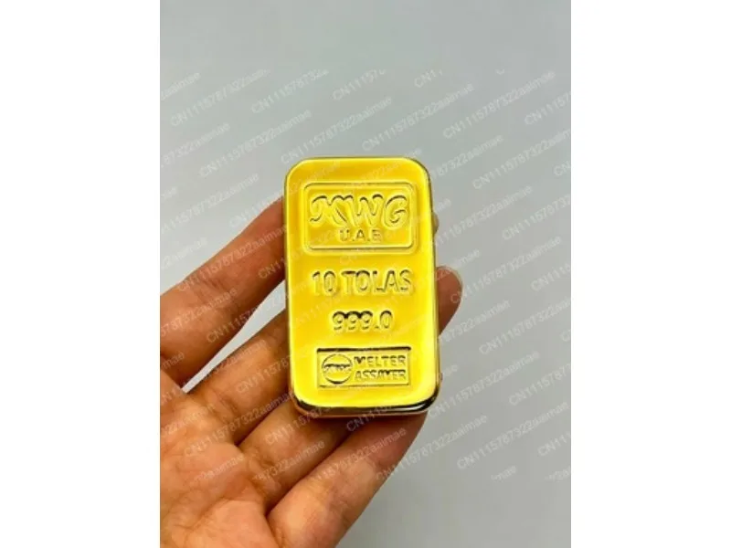 Gold Bar Souvenir Paperweight Solid Copper Gold Plated 10 Tolas Office Desk Decor Collectible Gift