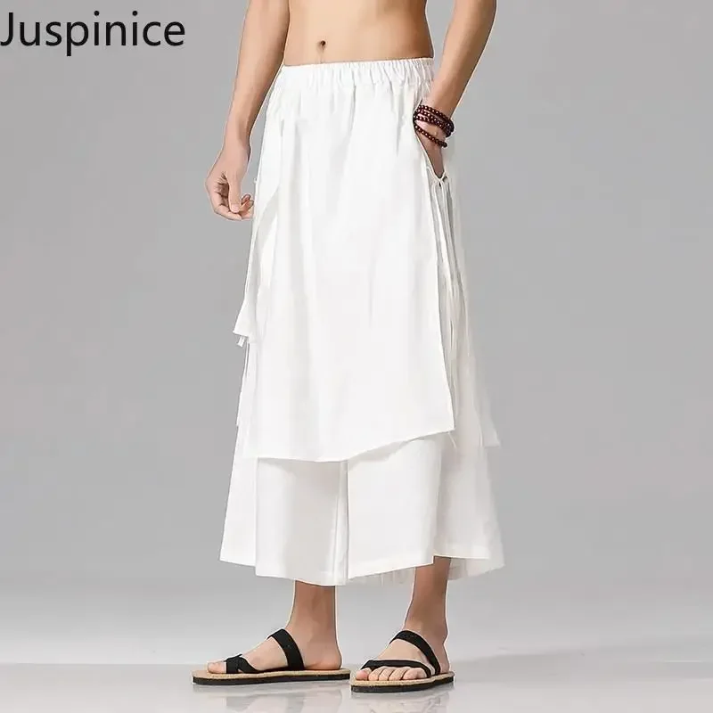 

Japanese Cotton Wide-leg Pants Couples Loose High Street Personality Simple Casual Nine-point Pant Men Trousers Male Clothes