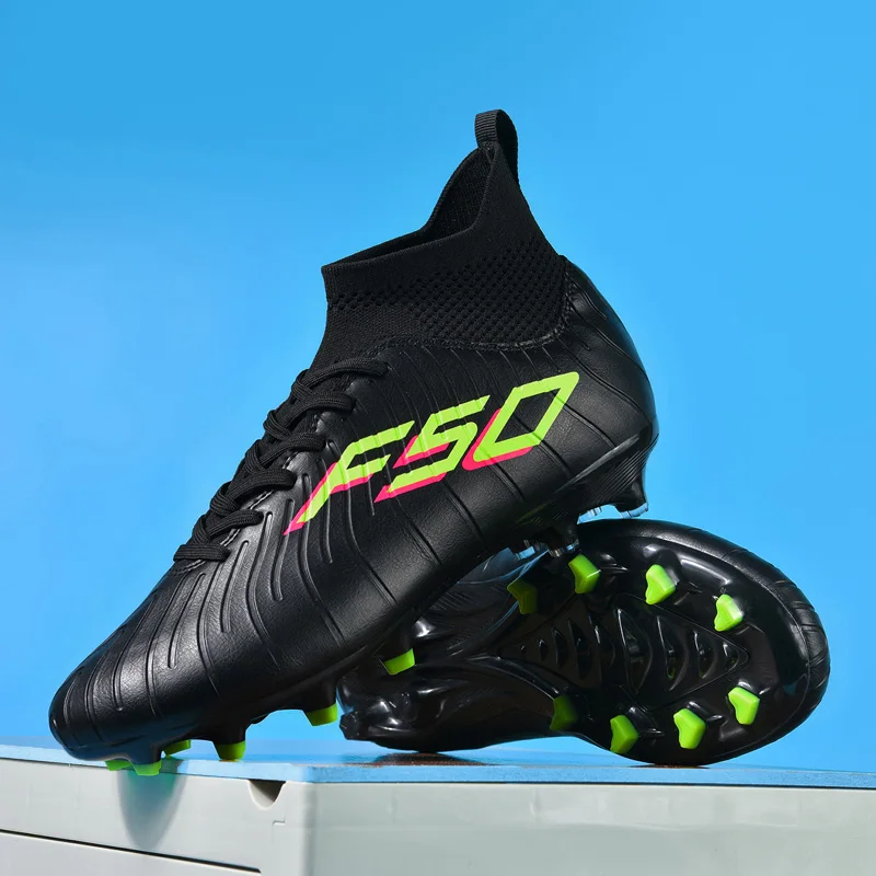 รองเท้าฟุตบอลผู้ชายแบบหุ้มข้อ คุณภาพดีเยี่ยม สำหรับฝึกซ้อมมืออาชีพ ทนทาน เหมาะสำหรับสนามหญ้ากลางแจ้ง กันลื่น