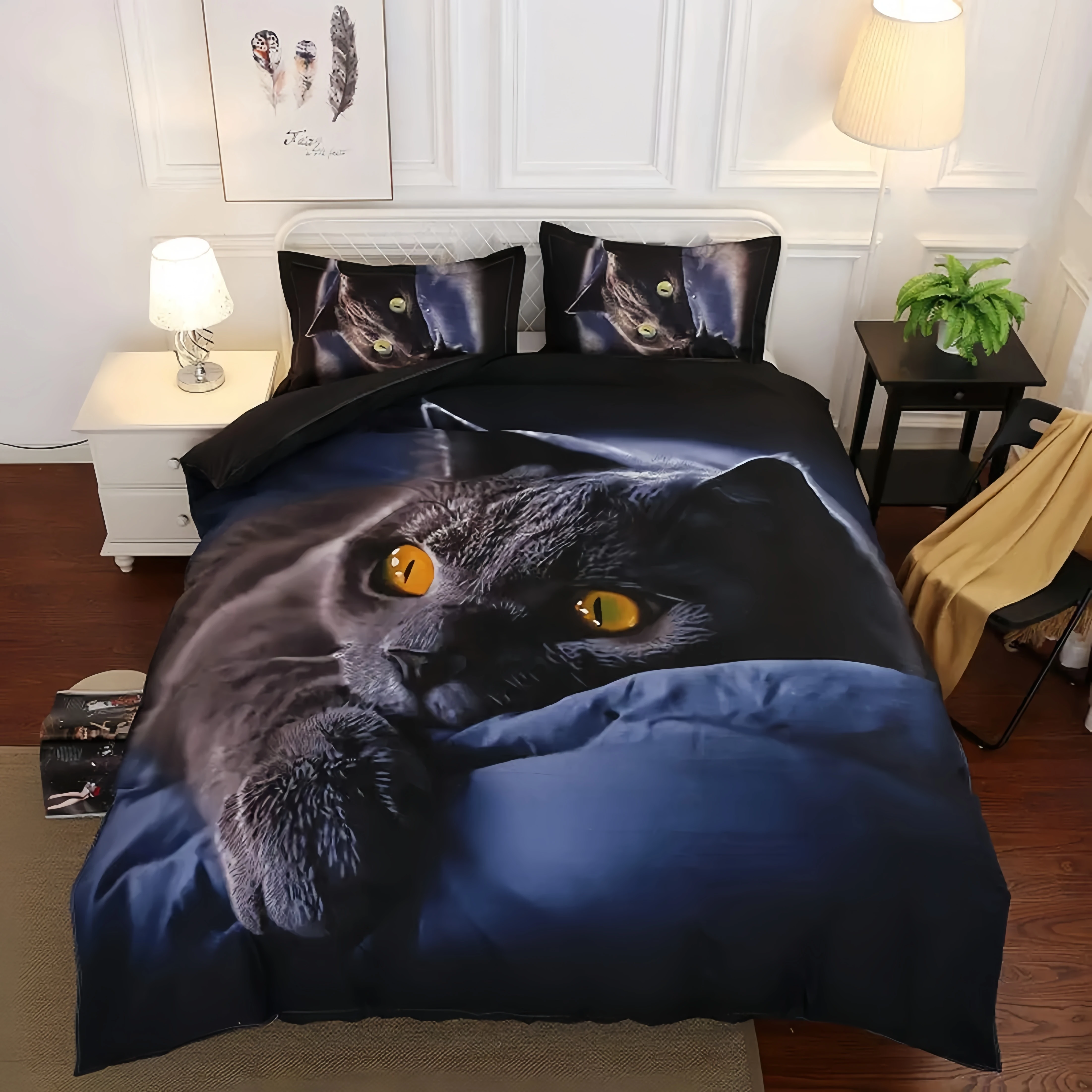 

Black Cat Duvet Cover Soft For Kids Adult Bed Linen Microfiber Comforter Cover Quilt Cover With Pillowcases Bedding Set 220×240