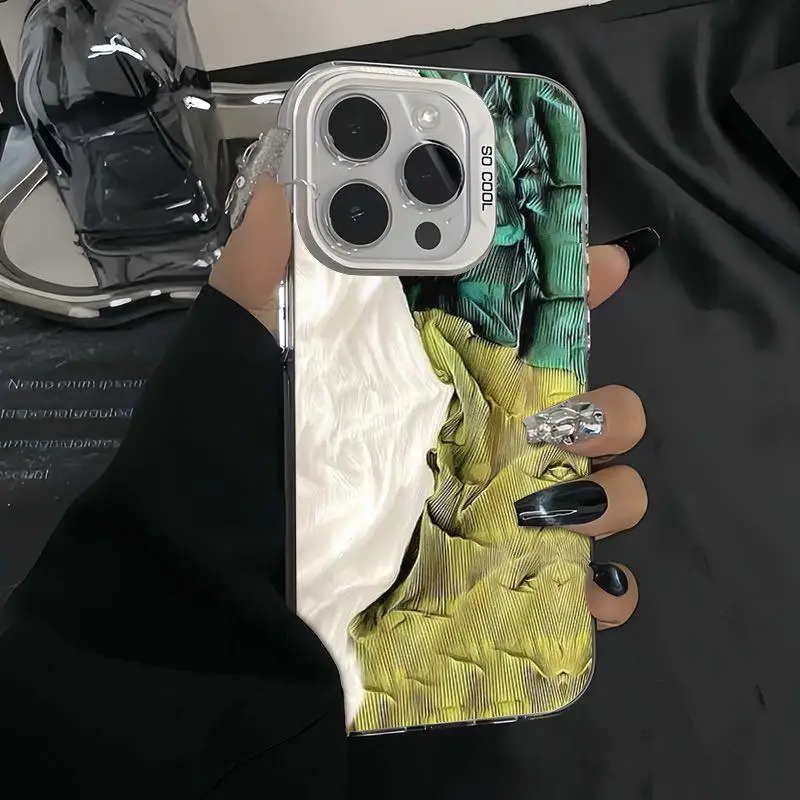 حافظة هاتف بنمط مطوي بثلاثة ألوان لهاتف آيفون 16 15 14 13 12 11 Pro/ Max/Plus غطاء خلفي مقاوم للصدمات ومضاد للبصمة