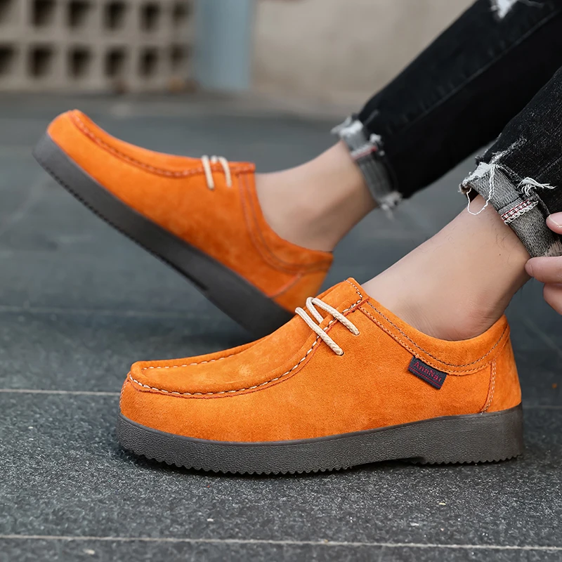 

Fashion Split Leather Couple's Casual Shoes Brand Versatile Commuting Leather Shoes Thick Soled Comfortable Walking Men's Shoes