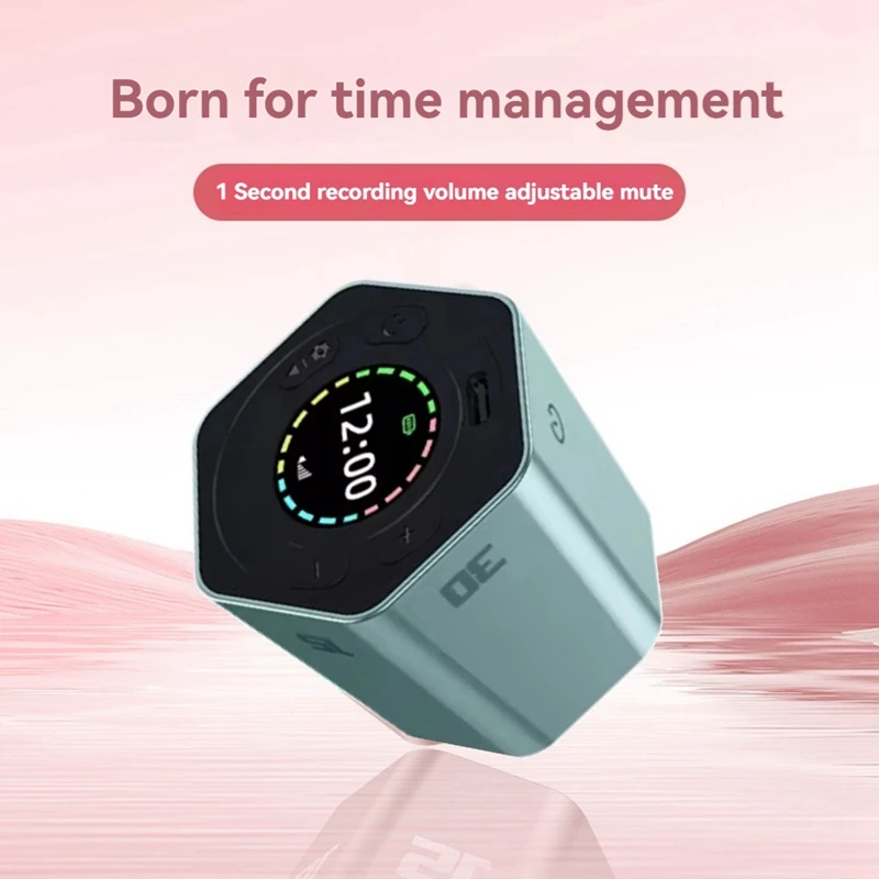 ABVJ-Productivity Cube Mute Vibrate Digital Desk Hexagon Magnetic Flip Focus Time For Office Meetings Task Study