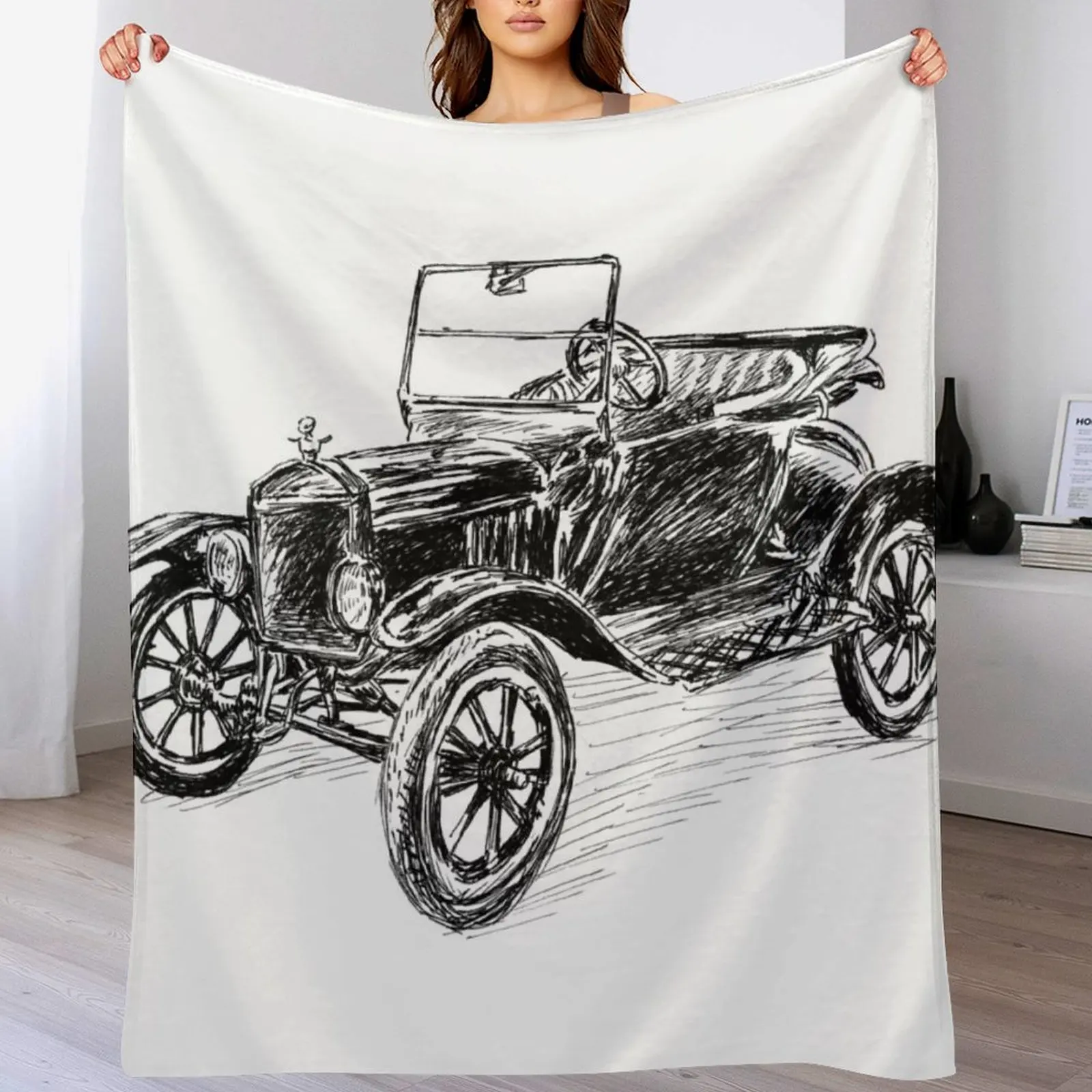 

Ford Model T Image Throw Blanket Baby Vintage Flannel Blankets
