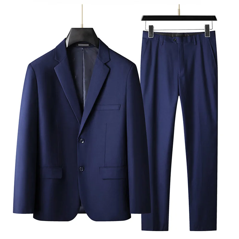 2024 XL-9XL Large size Men (suit + trousers) Business Casual handsome solid color all-in-one wedding dress two-piece set
