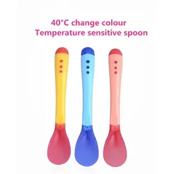 0-5 years old baby complementary tableware feeding stirring spoon 40 degrees temperature-sensitive colour-changing soft silicone