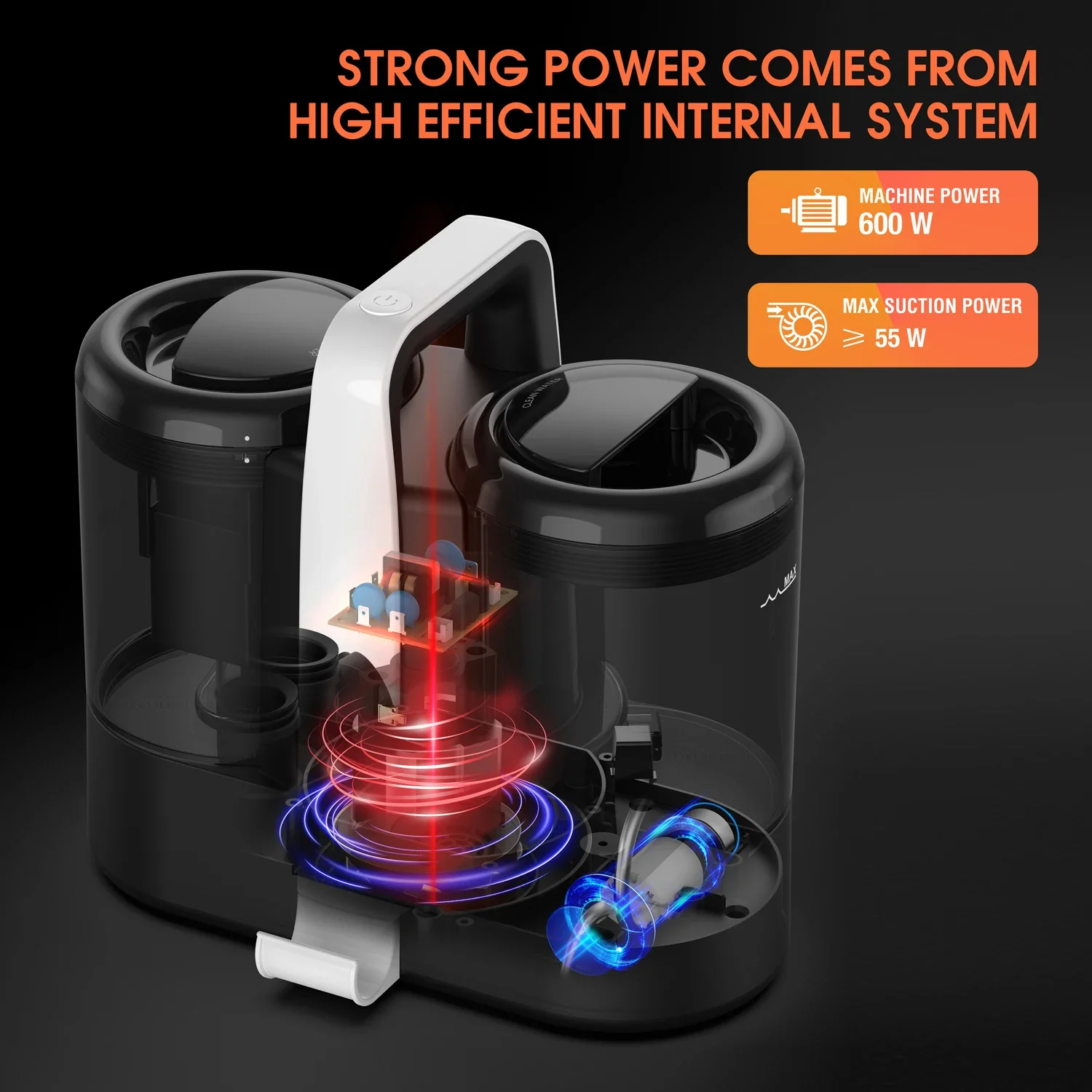 Teppichreiniger, Maschine, Polsterreiniger, tragbar, 450 W, starker Saugpunkt, Stoffstaubsauger für Haustiere, Treppen, Autositz, Couch