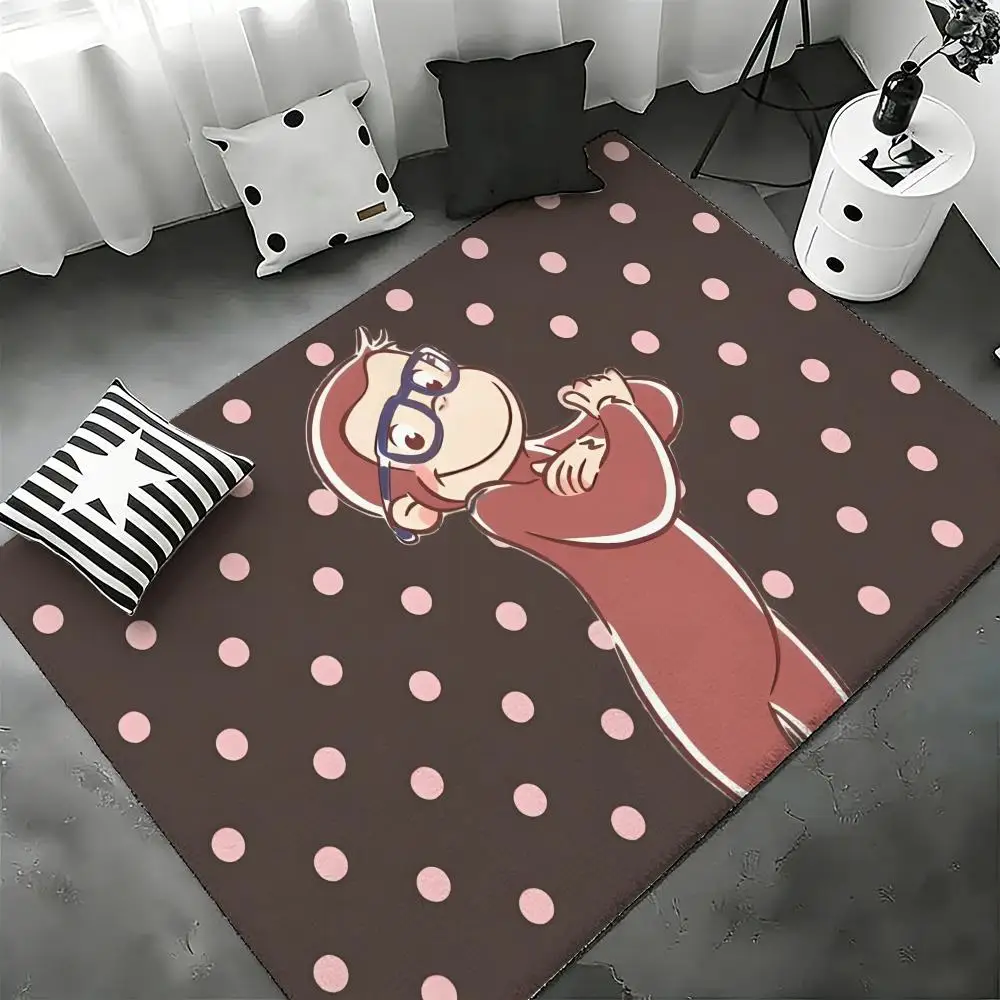 Curious George Floor Mat Bedroom Living Room Flannel Door Mat Non-Slip Home Decor