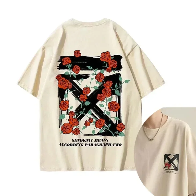 

2025 Summer Letter Print Men's 100% T-shirt casual wear, fashionable and high-quality k2y men's top