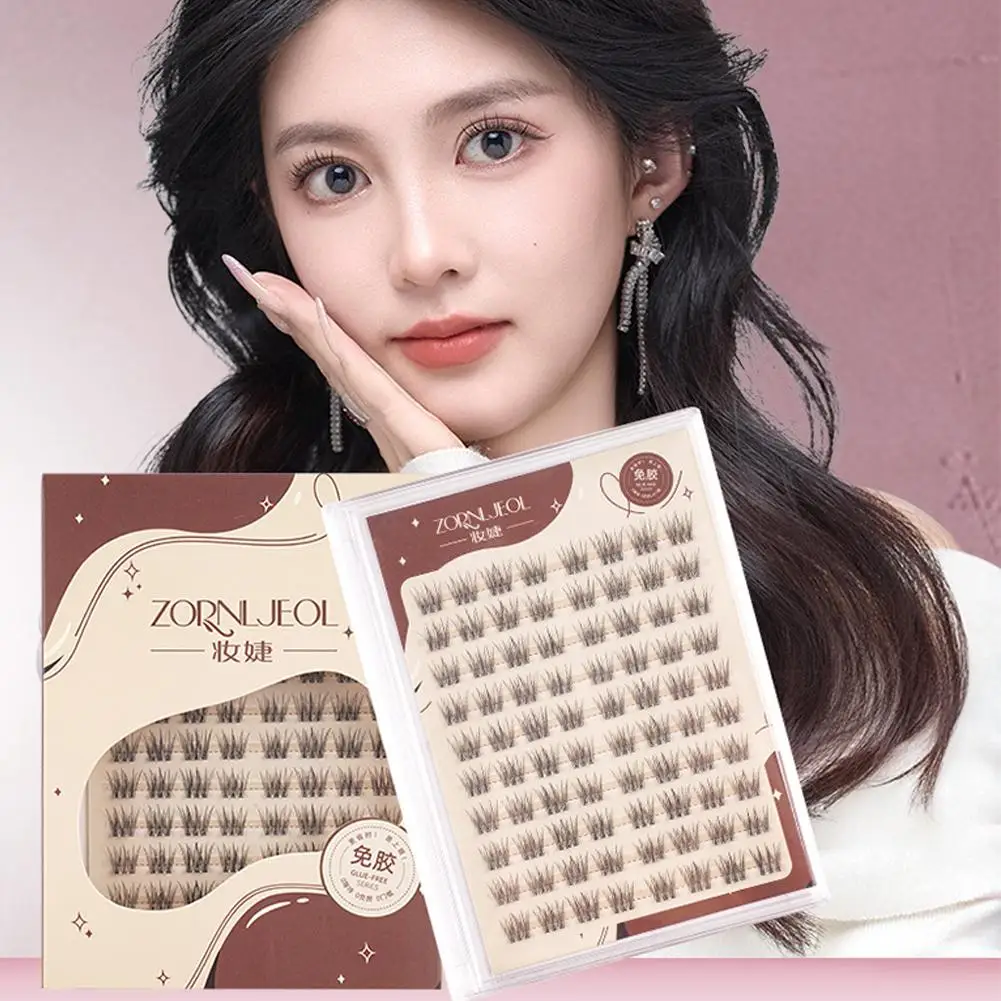 

New Glue-free False Eyelashes, Fishtail Princess Lazy Transparent Natural Reused Stem, Eyelashes, Clusters 48 Large Capacit R6H8