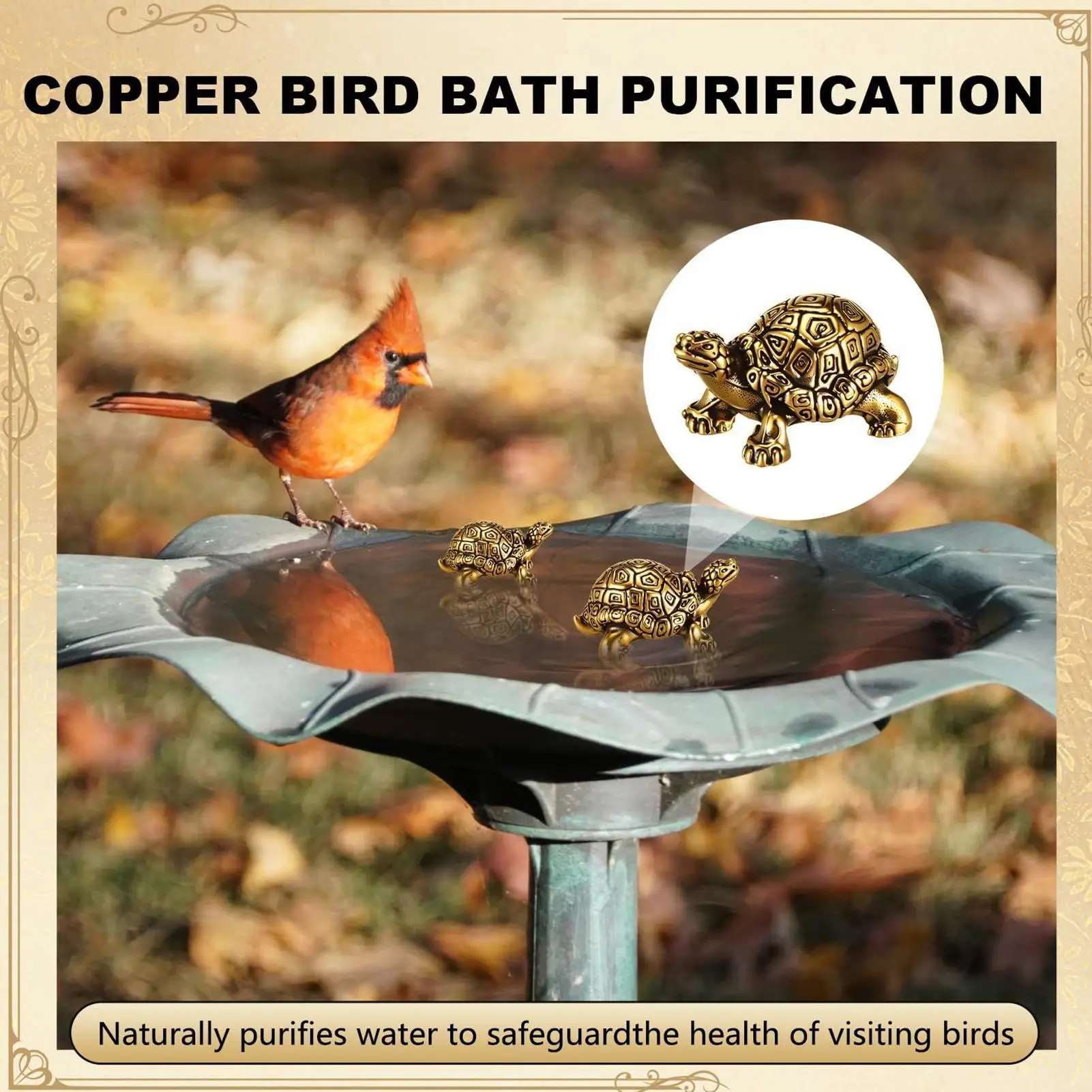 

Copper Disc For Bird Bath Turtle Shaped Ornaments 4Piece Copper Bird Bath Disc For Fountain Outdoor Garden Water Winter Cleaning