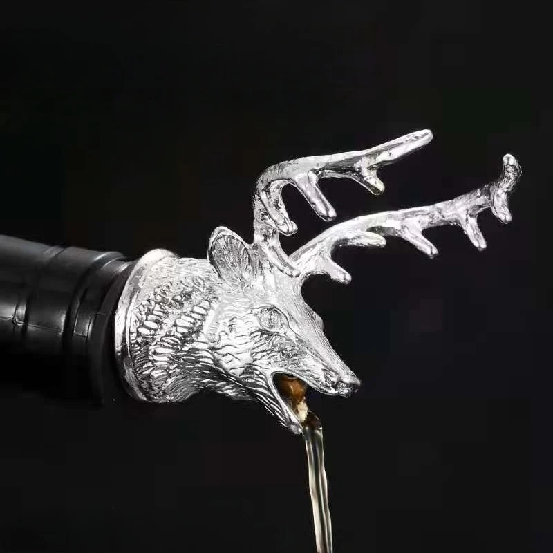 الغزلان رئيس النبيذ صب فوهة معدنية يتوهم النبيذ صب جهاز أدوات البار الغزلان رئيس النبيذ فوهة الحيوان رئيس النبيذ توجيه جهاز
