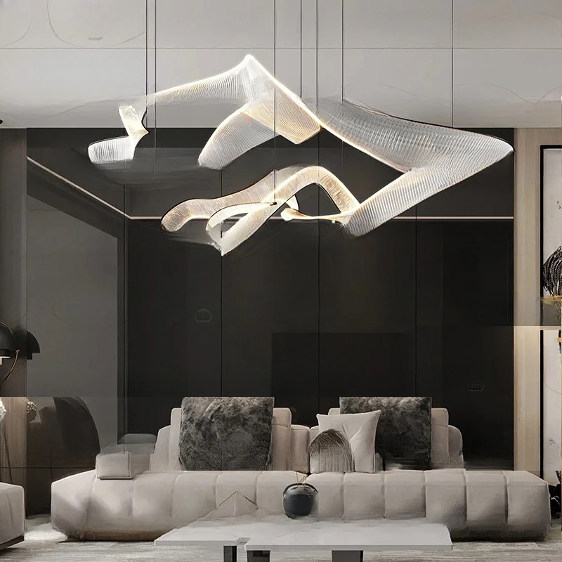 

Hotel Light Luxury Wabi Sansi Acrylic Nordic Chandelier Wax Grey Premium Crystal Chandelier