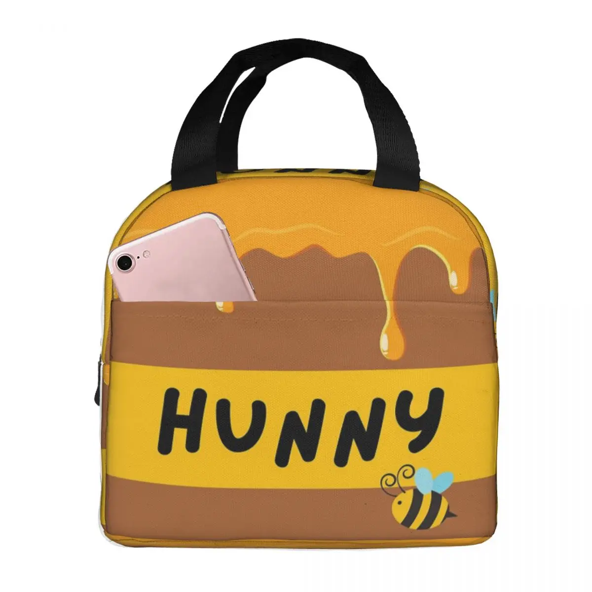 Winnie The Pooh Hunny Pot-Bolsa de almuerzo con cordón, bolsa de almuerzo aislada, Bento Box, portátil, a prueba de fugas, bolsas de Picnic, enfriador térmico