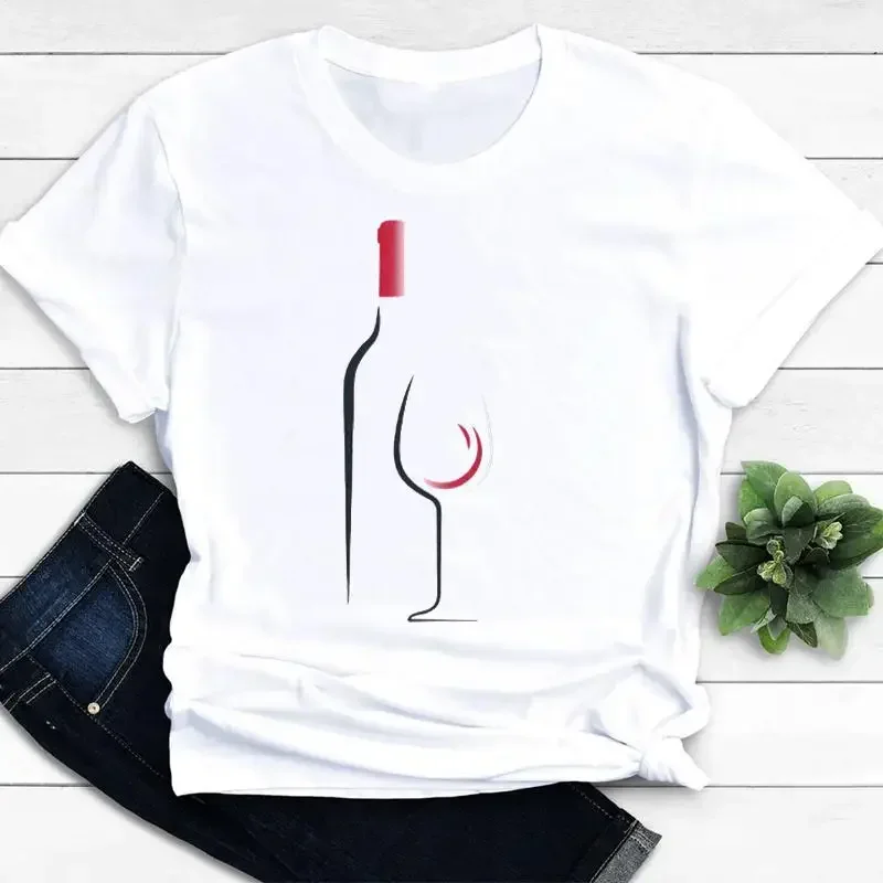 Wine Love Fashion Clothes T Women Funny Cute Casual Tshirt Summer Top Female Short Sleeve Tee Shirt Lady Graphic T-shirts