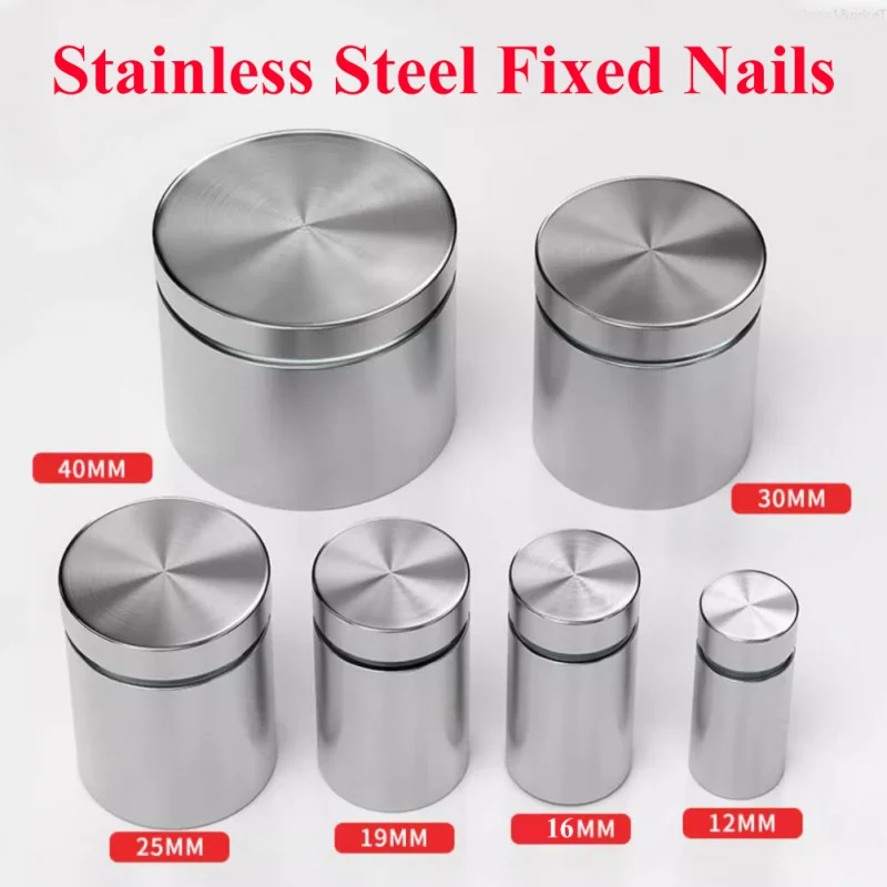 

4pcs 12/16/19/25/30/40mm Glass Fasteners Stainless Steel Advertising Standoffs Pin Nails Billboard Fixing Screws Hardware Nail