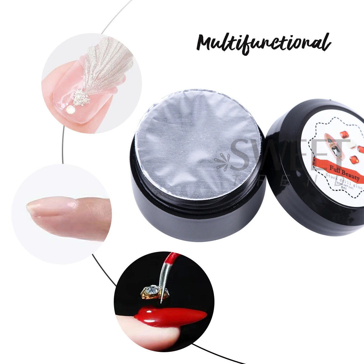 2 زجاجة حجر الراين جيل للأظافر للمجوهرات ثلاثية الأبعاد ديكور لاصق الغراء متعدد الوظائف لزجة النمذجة لتقوم بها بنفسك مانيكير علاج طلاء الأظافر