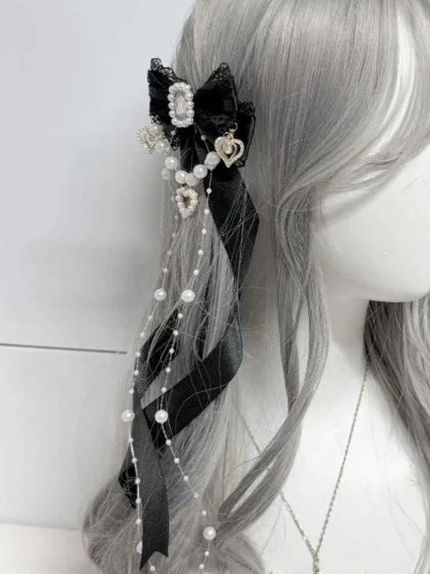 

Японский массовый двойной хвост, спиральный длинный флаттерный хвост, кружевной бант, аксессуары для волос, милые девушки, кавайные заколки для волос для женщин