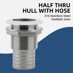 AndyMarine 316 Stainless Steel Thru Hull Fitting Outlet Drain Hose Pipe Boat Accessories Drain Plug Kit