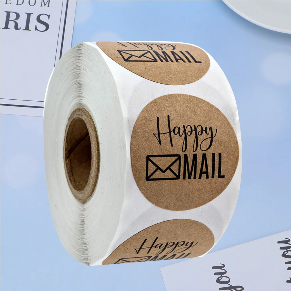 

500Pcs Kraft Paper Stickers Self-Adhesive Creative Letter Candy Biscuit Bag Labels Wrapping Gift Stickers Decorative DIY Sealing
