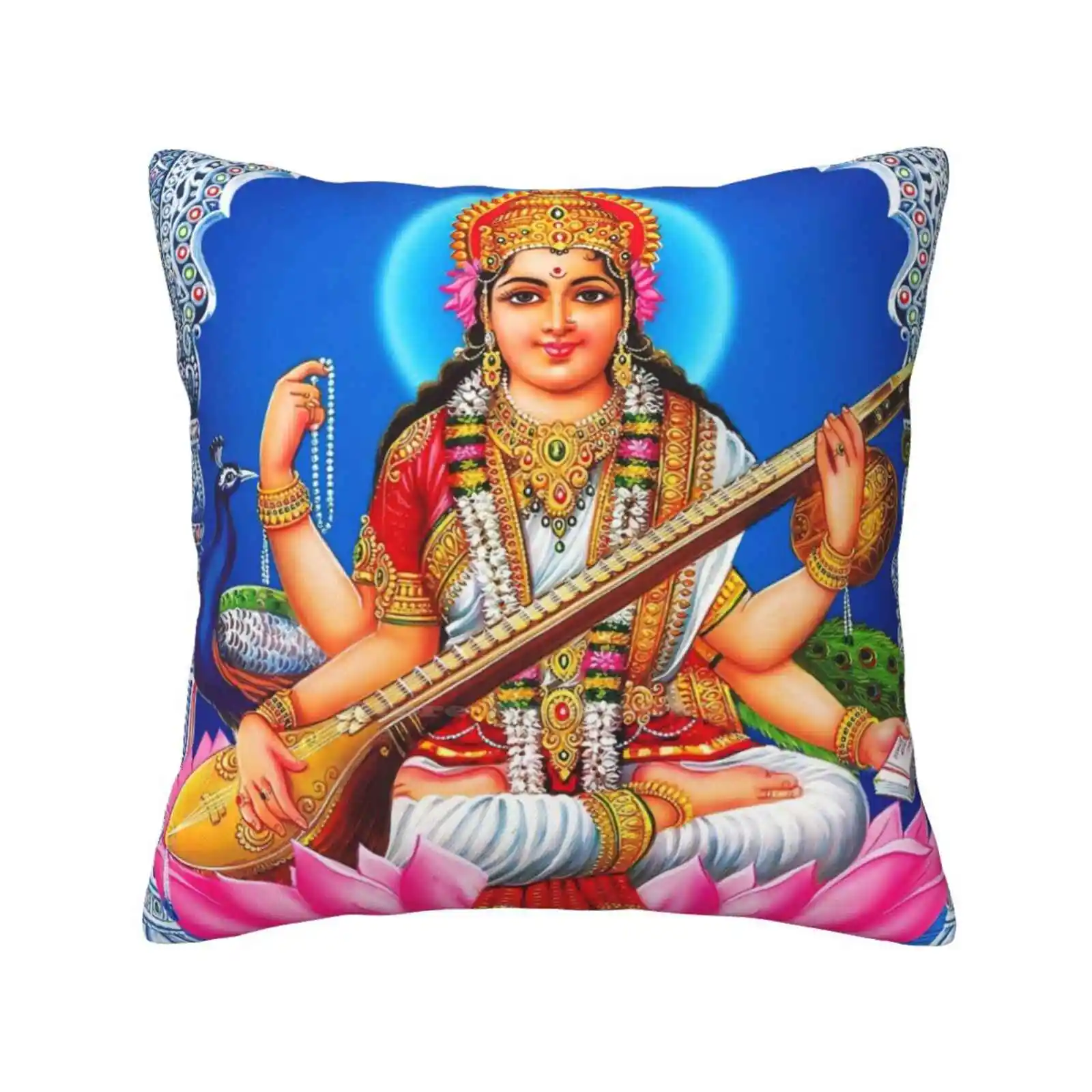 Goddess Saraswati Bedroom Office Hug Pillowcase Hindu Art Hinduism Goddess Wisdom Tridevi Maa Lakshmi Parvati Rigveda Vasant