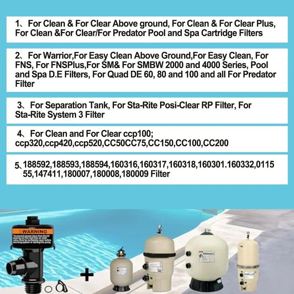 Upgrade Your For Pool Filter With Air Relief Valve Suitable For FNS Clean And Clear Quad DE And 2000/4000 Series