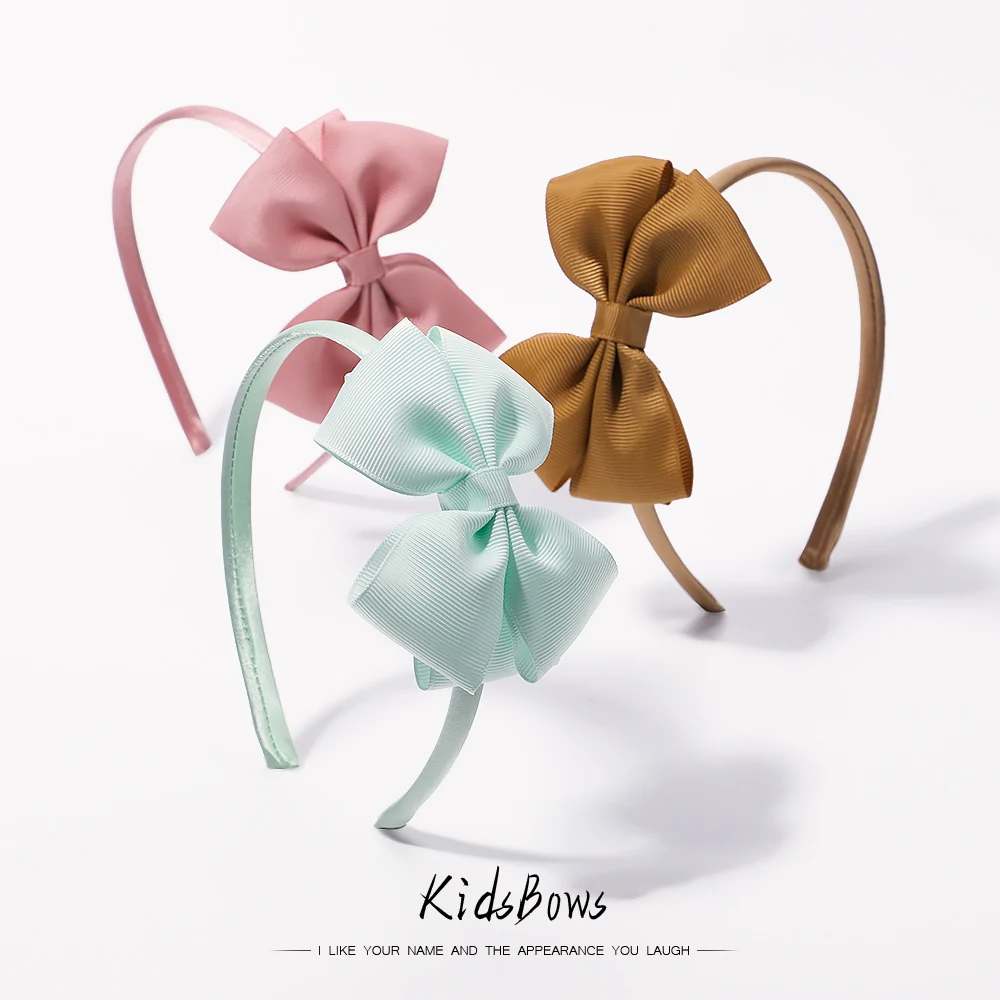 Cinta para el pelo con lazo para niña, lazos hechos a mano, diadema, accesorios para el cabello, 20 colores, 1 unidad