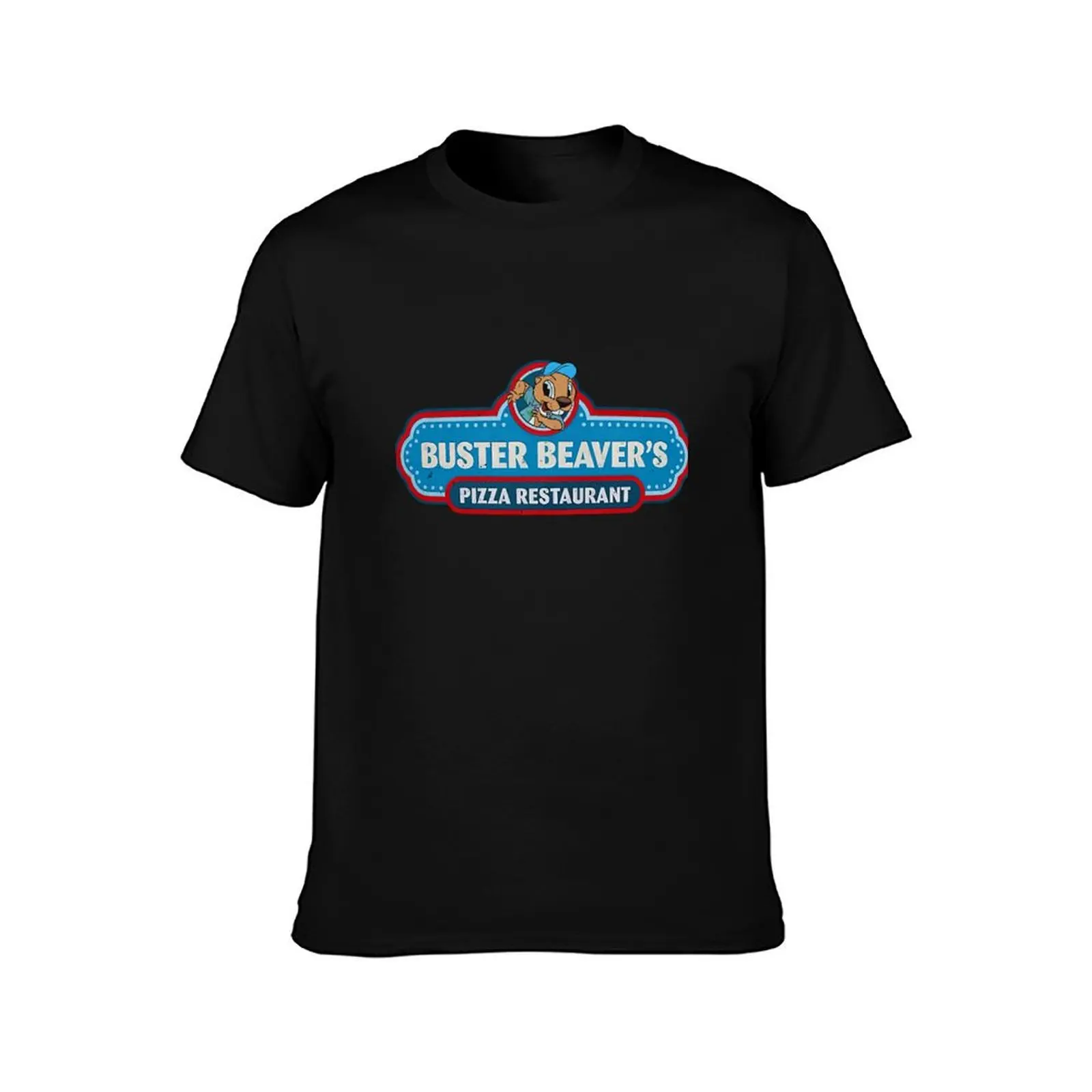 Buster Beaver's Pizza Restaurant Logo (The Boys) Distressed T-Shirt Casual Graphic Print Tee T-Shirt