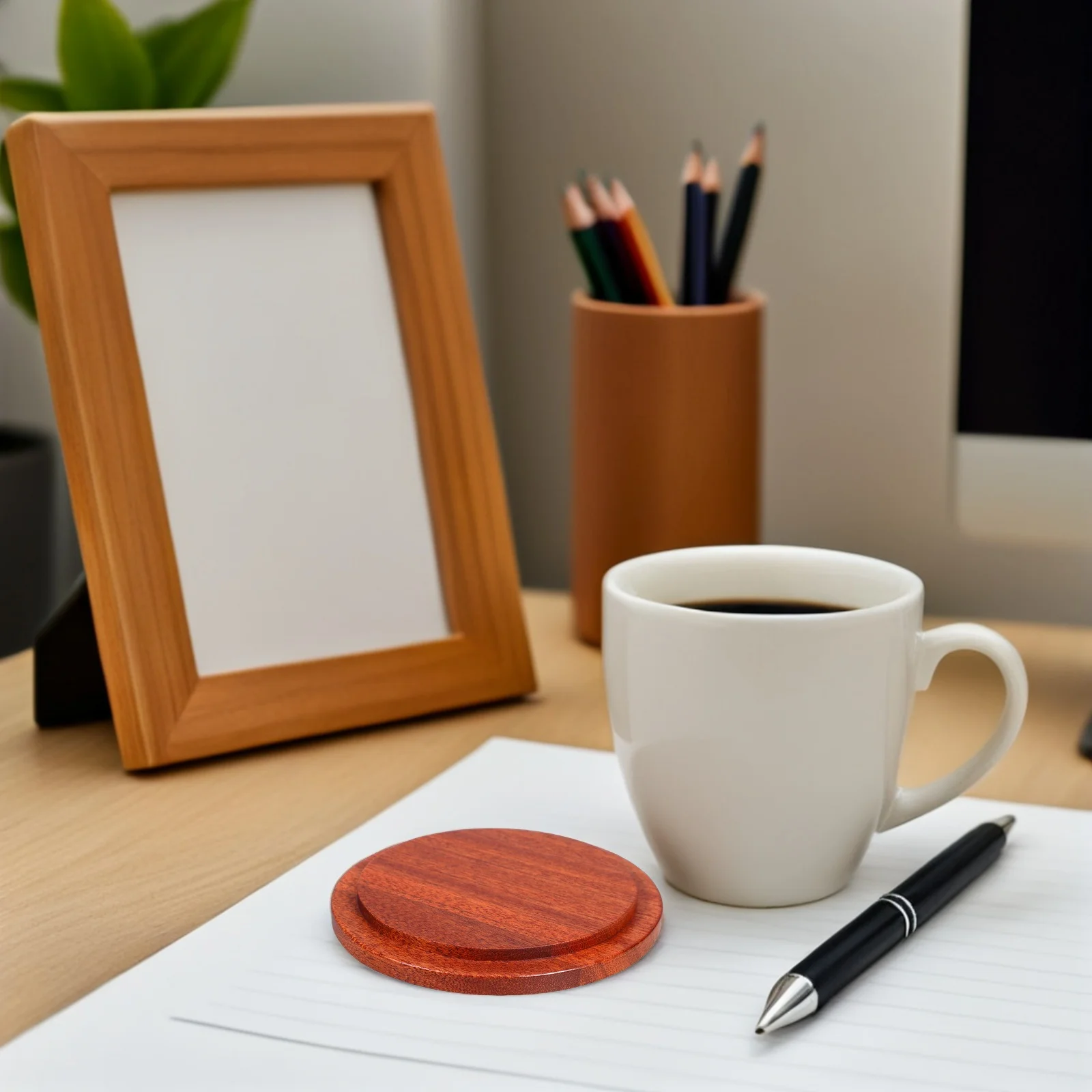 

4Pcs Wooden Cup Covers Solid Wood Coffee Mug Tea Drink Lid Reusable Round Universal Fit Natural Grain Elegance Beverage