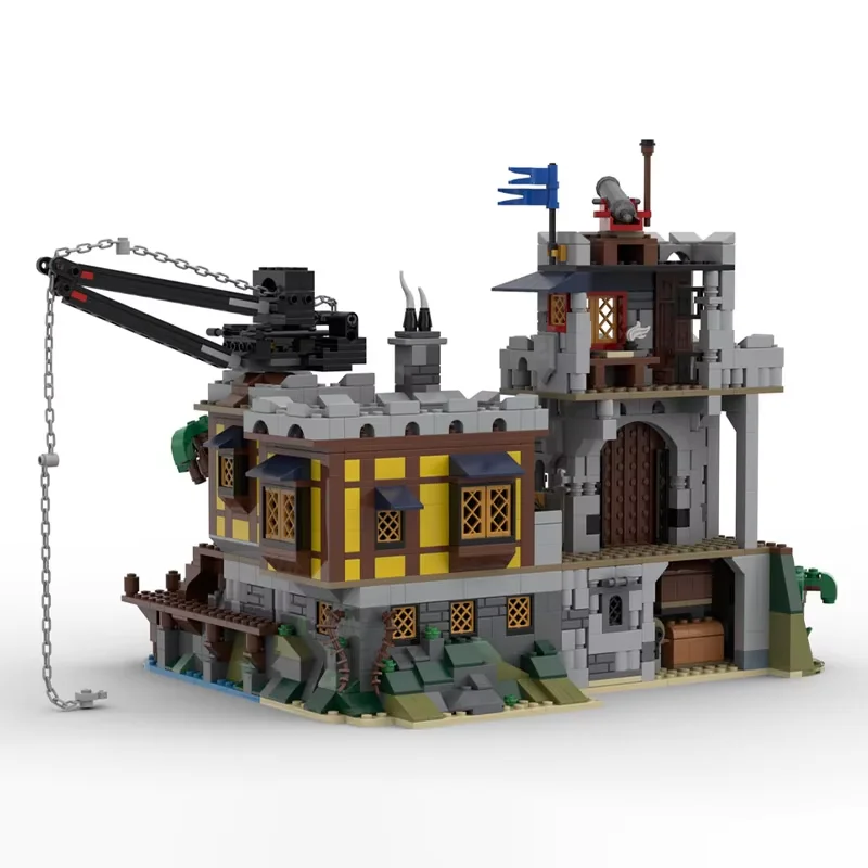 Modelo de arquitetura de porto medieval MOC - Partículas finas - Conjunto de brinquedos de construção de 2523 peças - Adequado para todos os entusiastas - Ideal para